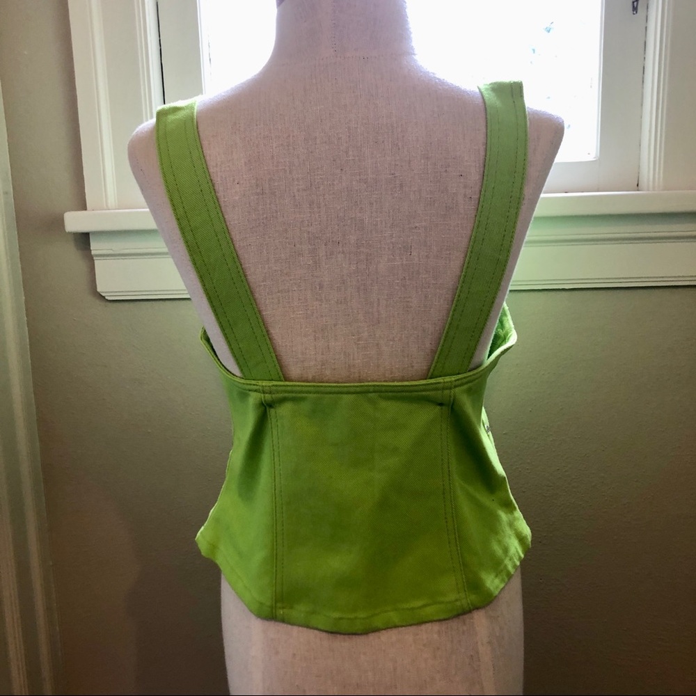 🔥VINTAGE STUDDED NEON GREEN DENIM TOP & HIGH WAISTED SHORTS MATCHING SET🔥 - Picture 8 of 9